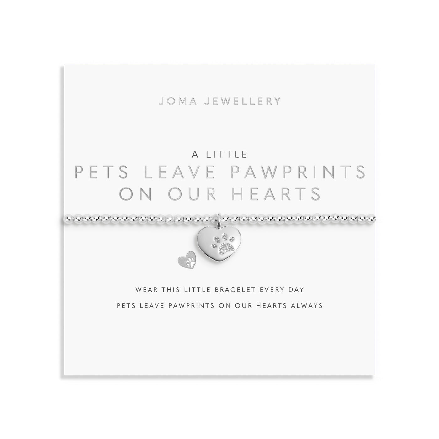 Joma Jewellery A Little | Pets Leave Pawprints On Our Hearts | Silver Plated | Bracelet | 17.5cm Stretch
