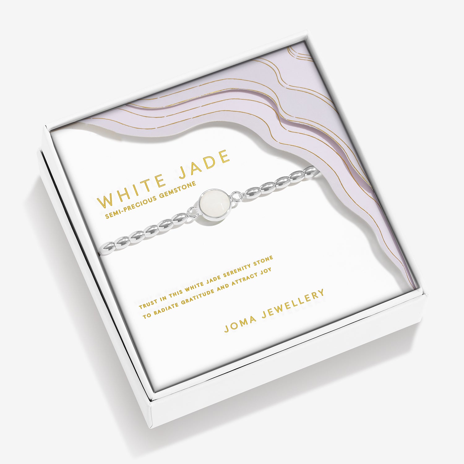 Joma Jewellery Serenity Stones | White Jade | Silver Plated | Bracelet | 17.5cm Stretch