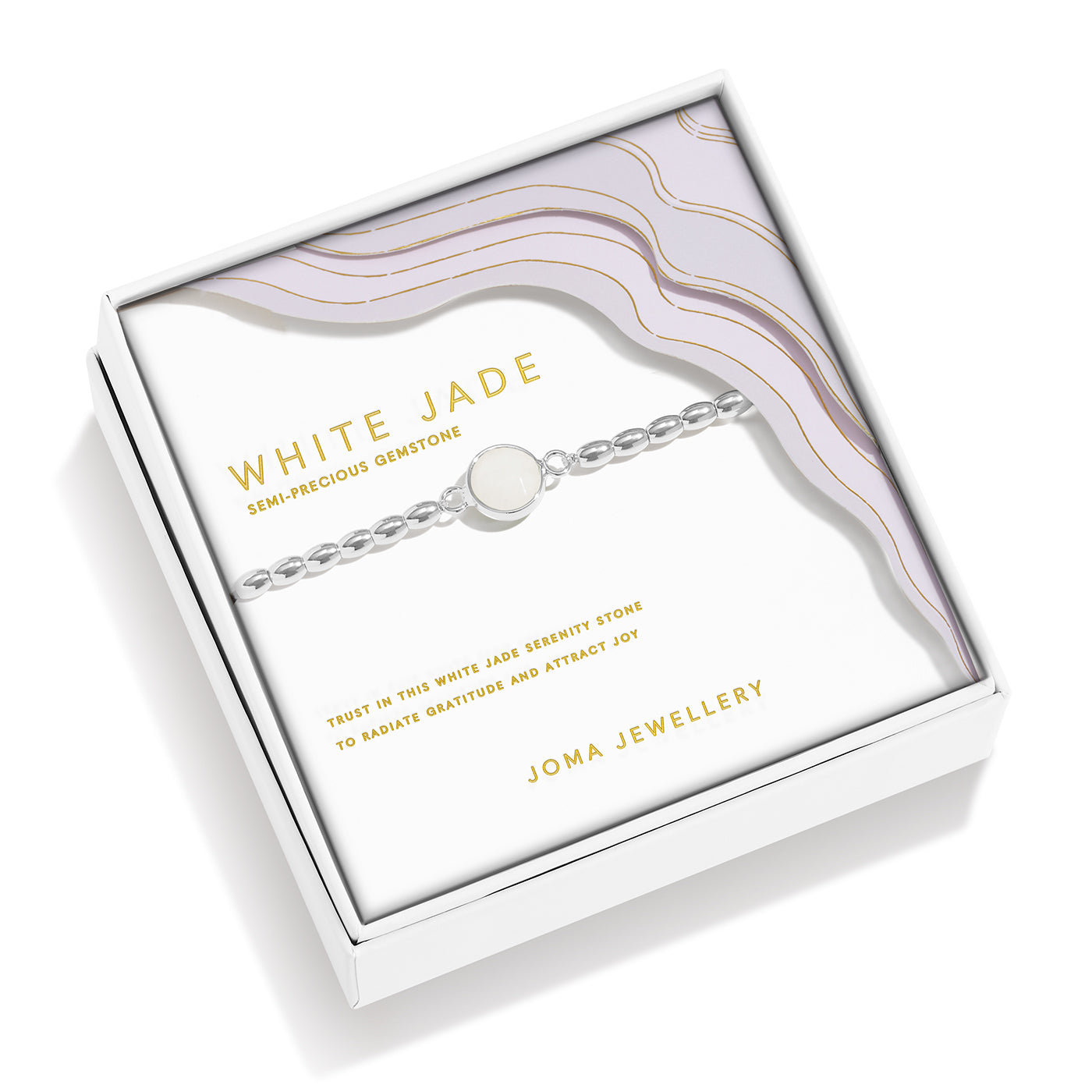 Joma Jewellery Serenity Stones | White Jade | Silver Plated | Bracelet | 17.5cm Stretch