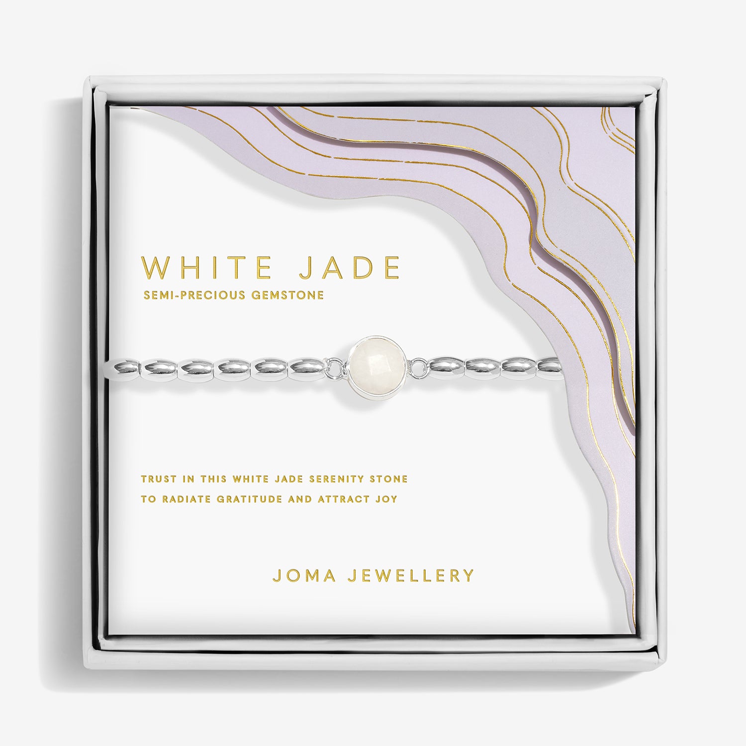 Joma Jewellery Serenity Stones | White Jade | Silver Plated | Bracelet | 17.5cm Stretch