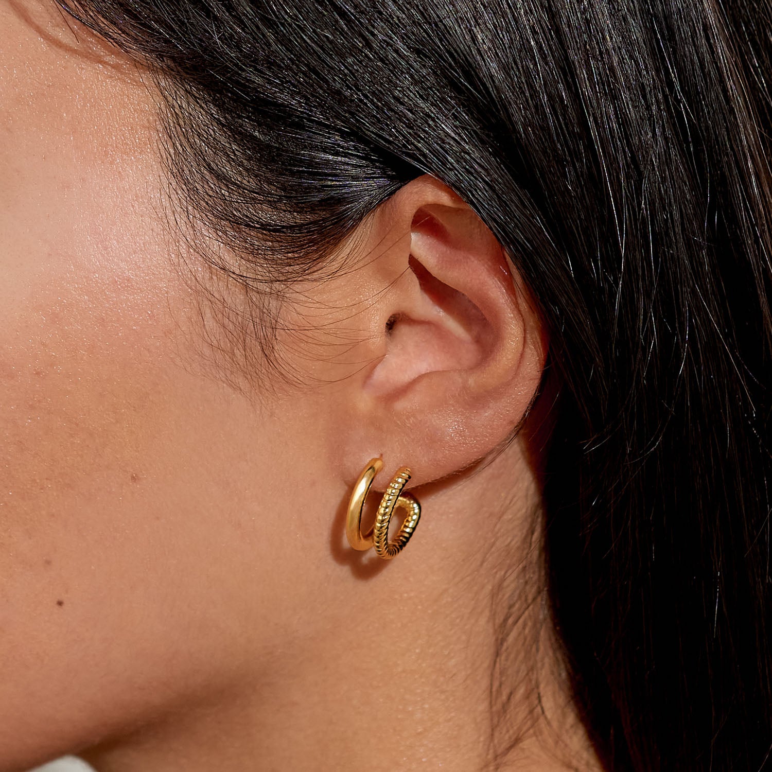 Joma Jewellery Soul Shine | Rope Illusion | Gold Plated | Hoop Earrings