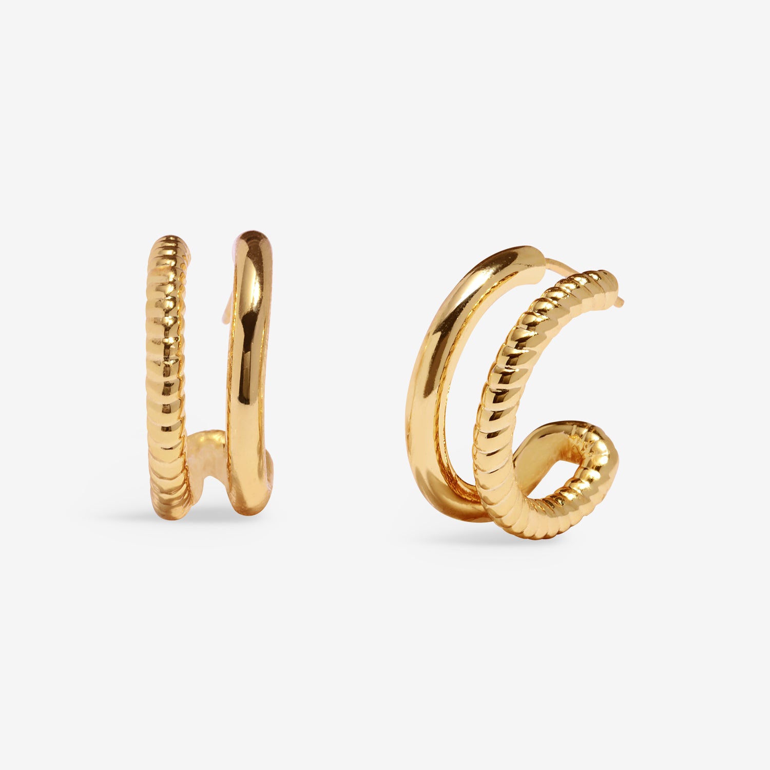 Joma Jewellery Soul Shine | Rope Illusion | Gold Plated | Hoop Earrings