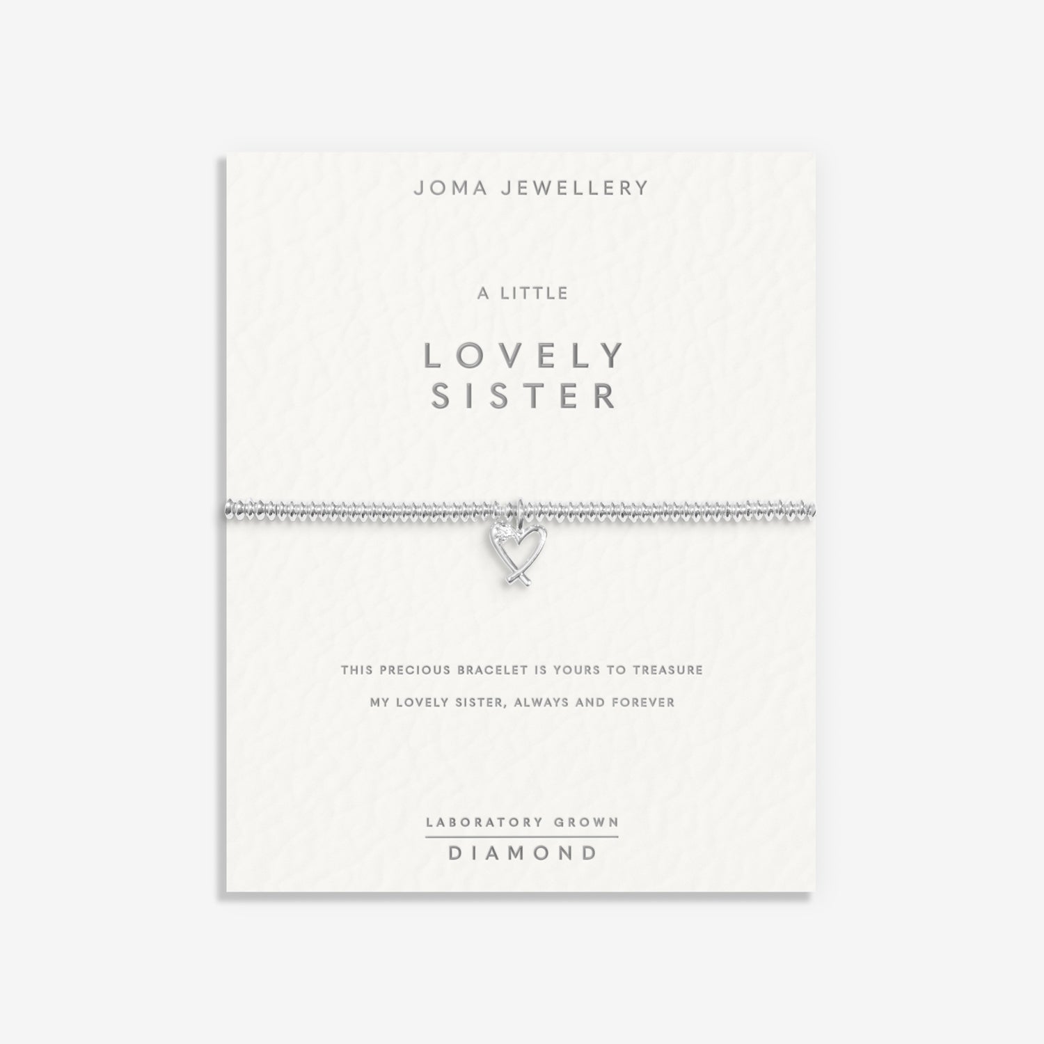 Joma Jewellery Laboratory Grown Diamond A Little | Lovely Sister | Silver Plated | Bracelet | 17.5cm Stretch