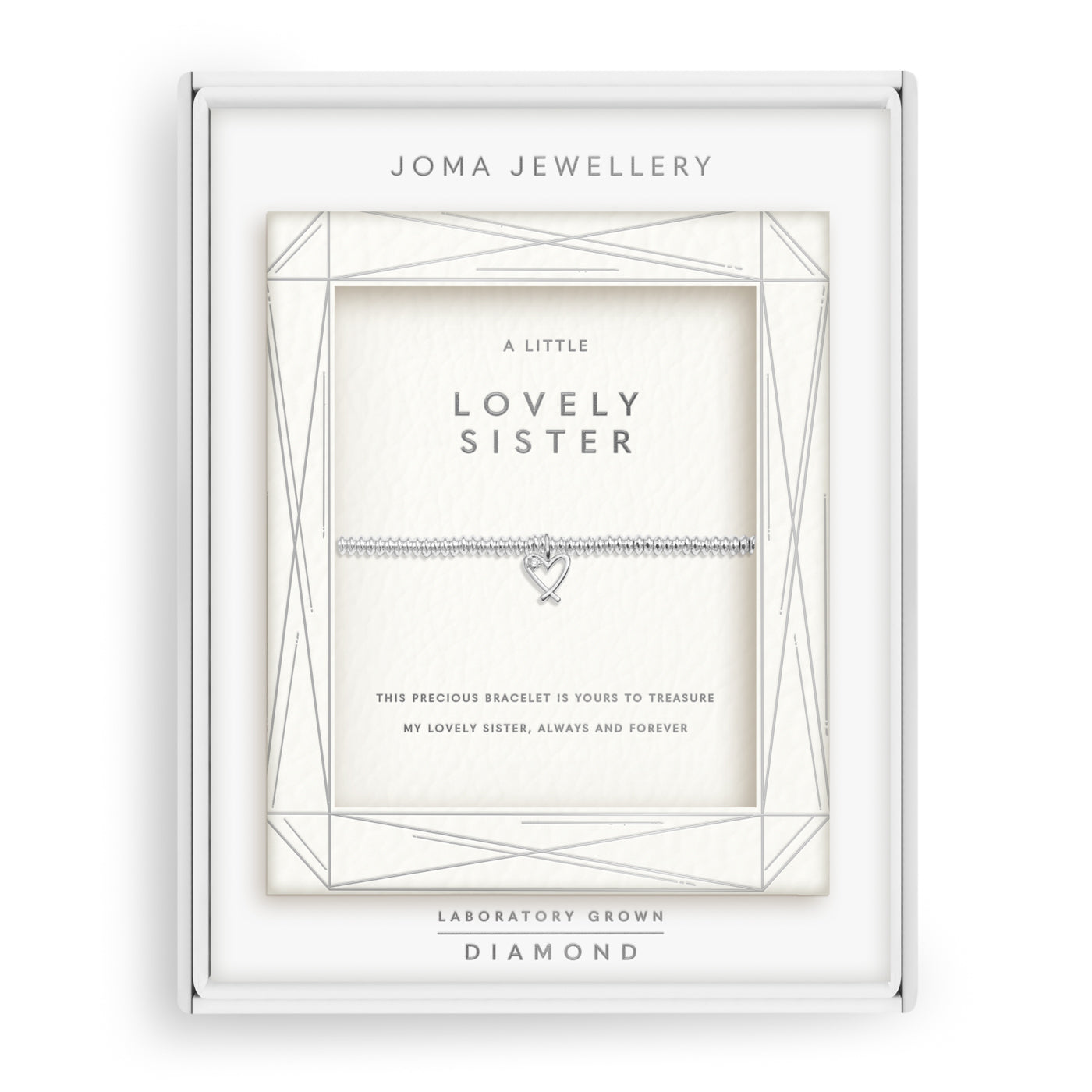 Joma Jewellery Laboratory Grown Diamond A Little | Lovely Sister | Silver Plated | Bracelet | 17.5cm Stretch