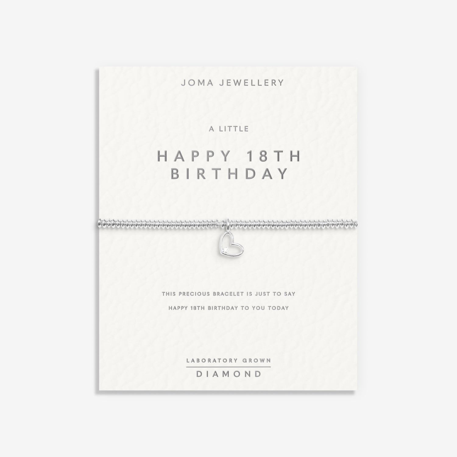 Joma Jewellery Laboratory Grown Diamond A Little | Happy 18Th Birthday | Silver Plated | Bracelet | 17.5cm Stretch