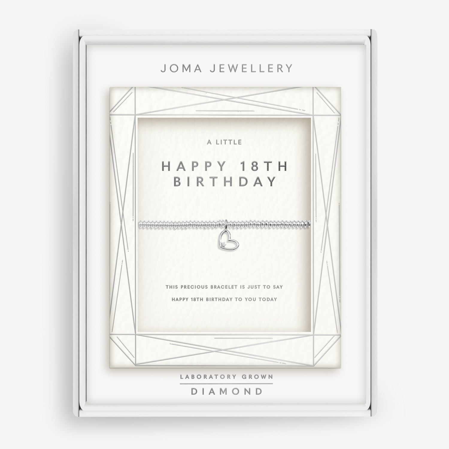Joma Jewellery Laboratory Grown Diamond A Little | Happy 18Th Birthday | Silver Plated | Bracelet | 17.5cm Stretch