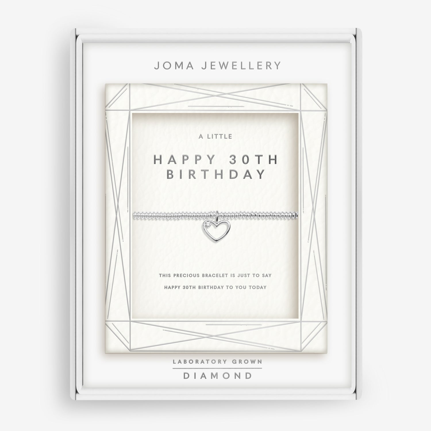 Joma Jewellery Laboratory Grown Diamond A Little | Happy 30Th Birthday | Silver Plated | Bracelet | 17.5cm Stretch