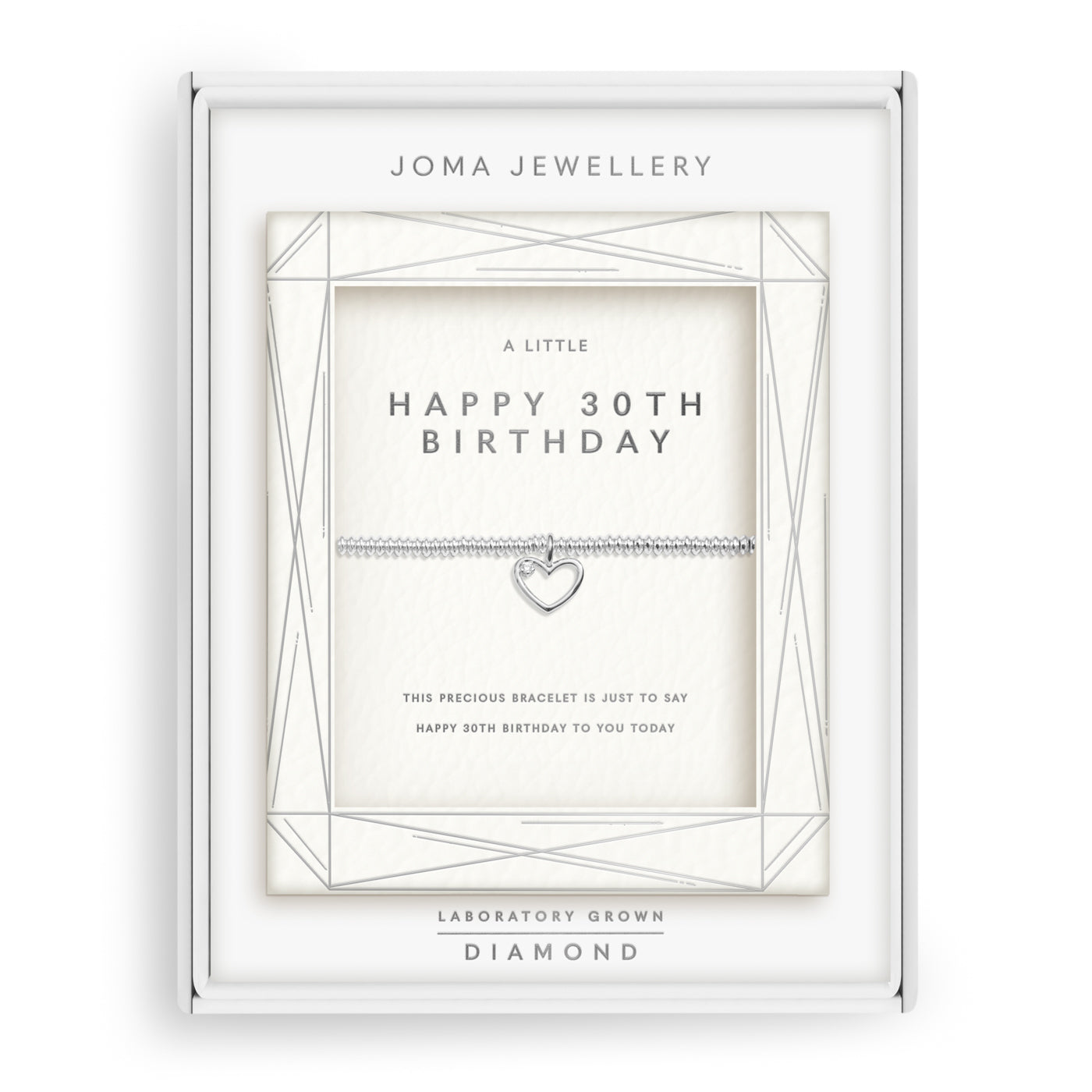 Joma Jewellery Laboratory Grown Diamond A Little | Happy 30Th Birthday | Silver Plated | Bracelet | 17.5cm Stretch