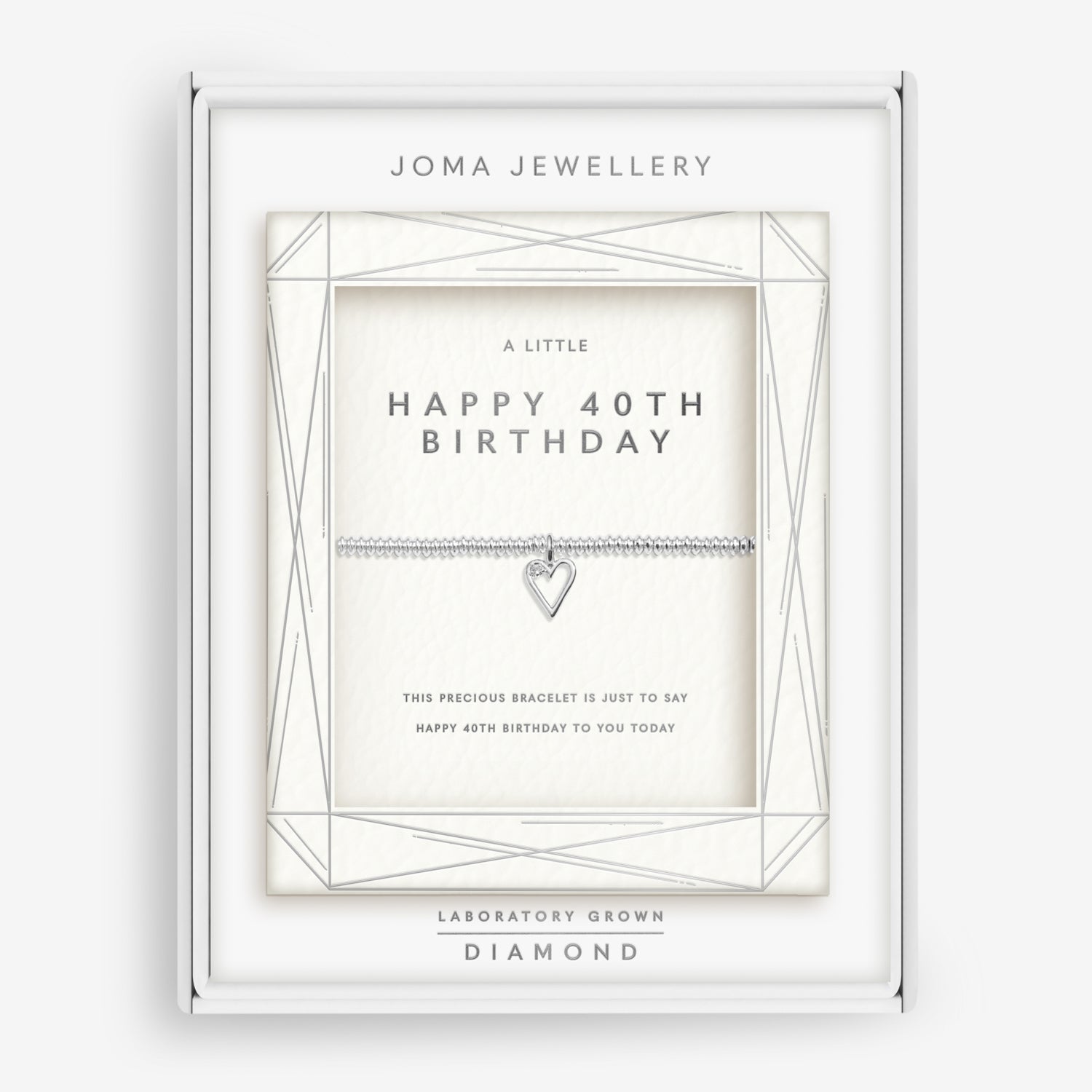 Joma Jewellery Laboratory Grown Diamond A Little | Happy 40Th Birthday | Silver Plated | Bracelet | 17.5cm Stretch