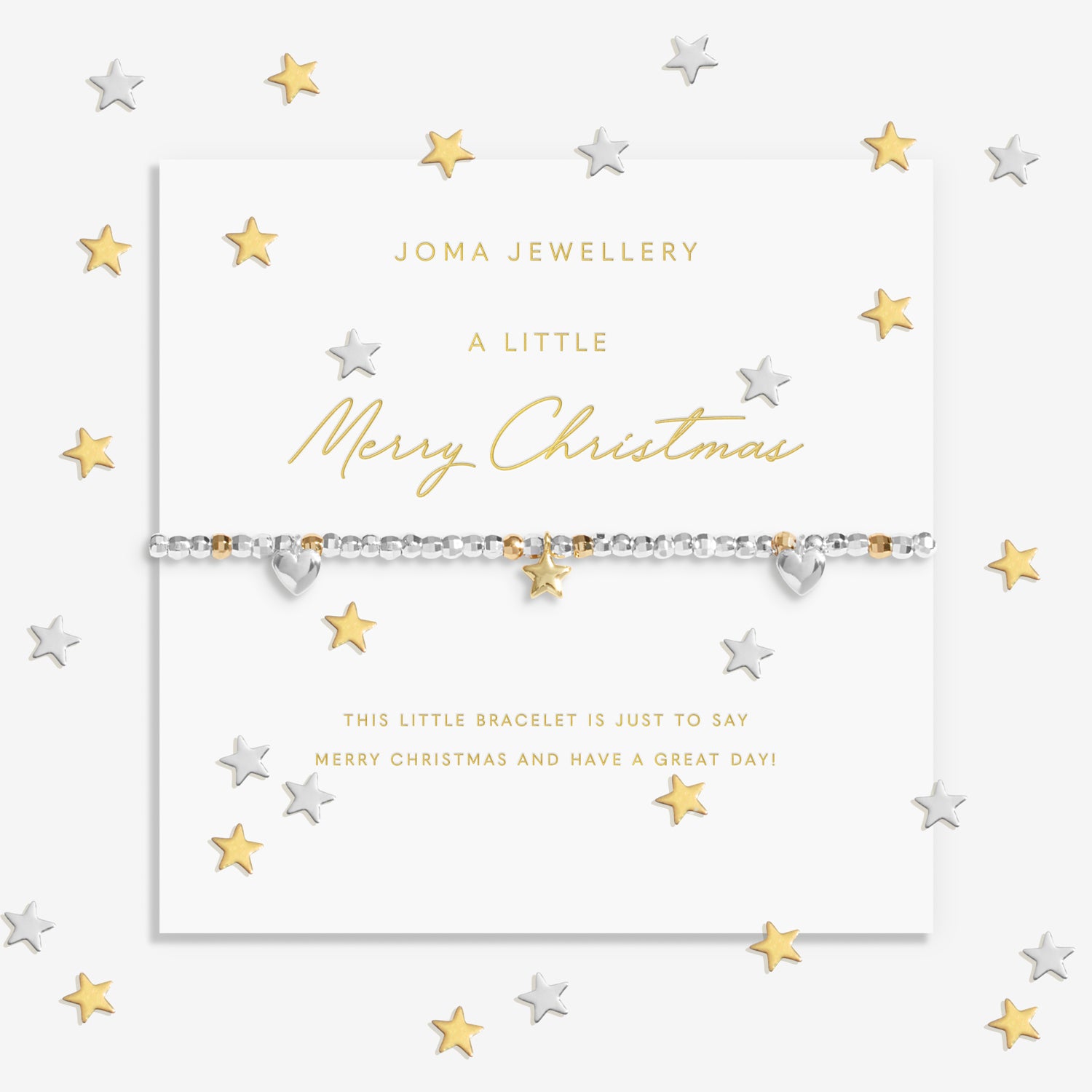 Joma Jewellery Sparkle Confetti A Little | Merry Christmas | Silver & Gold Plated | Bracelet | 17.5cm Stretch