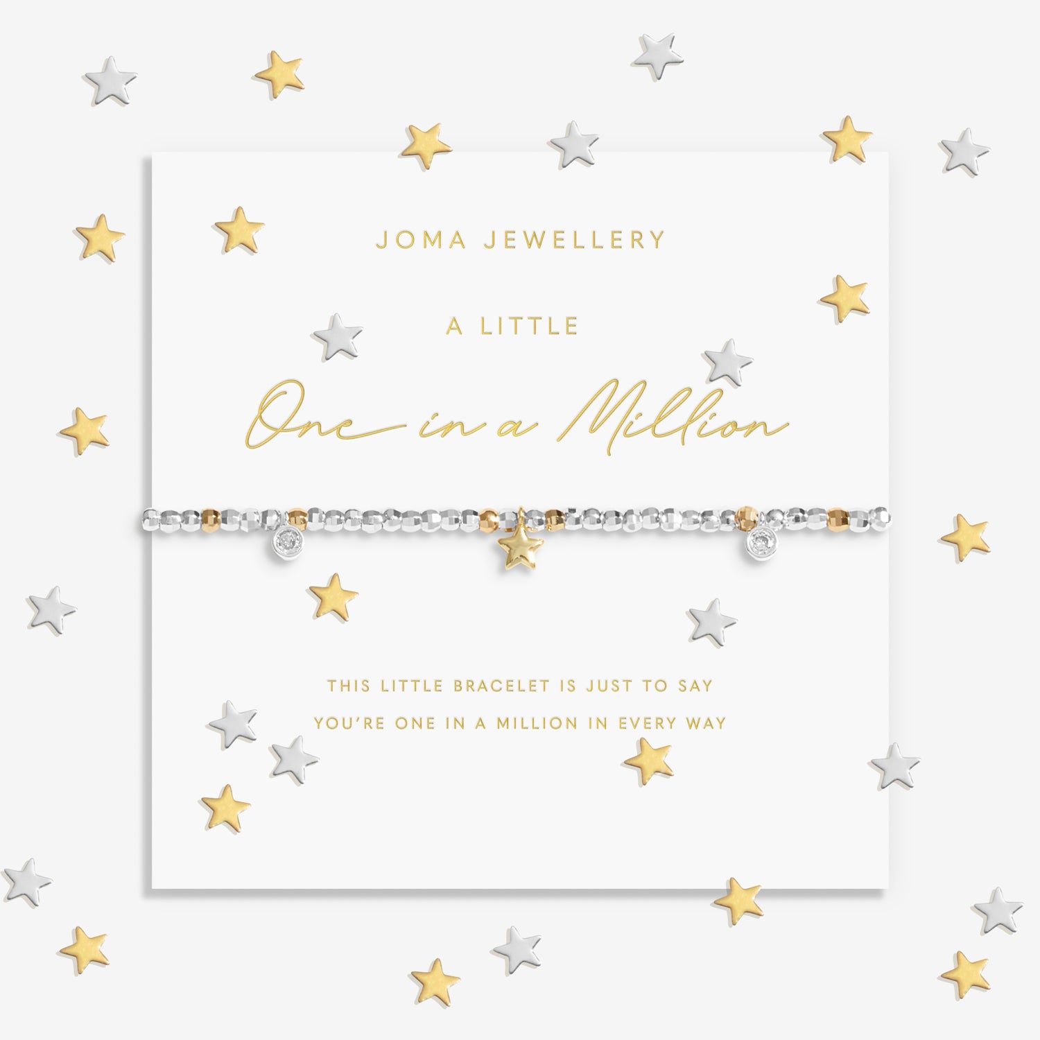 Joma Jewellery Sparkle Confetti A Little | One In A Million | Silver & Gold Plated | Bracelet | 17.5cm Stretch