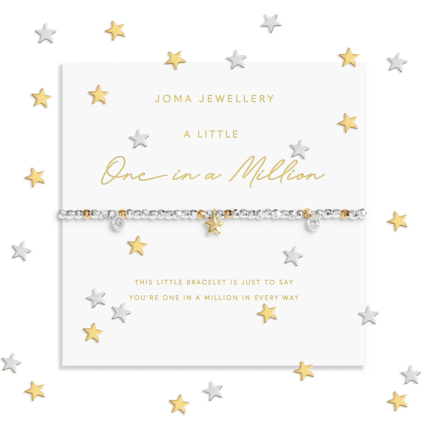 Joma Jewellery Sparkle Confetti A Little | One In A Million | Silver & Gold Plated | Bracelet | 17.5cm Stretch