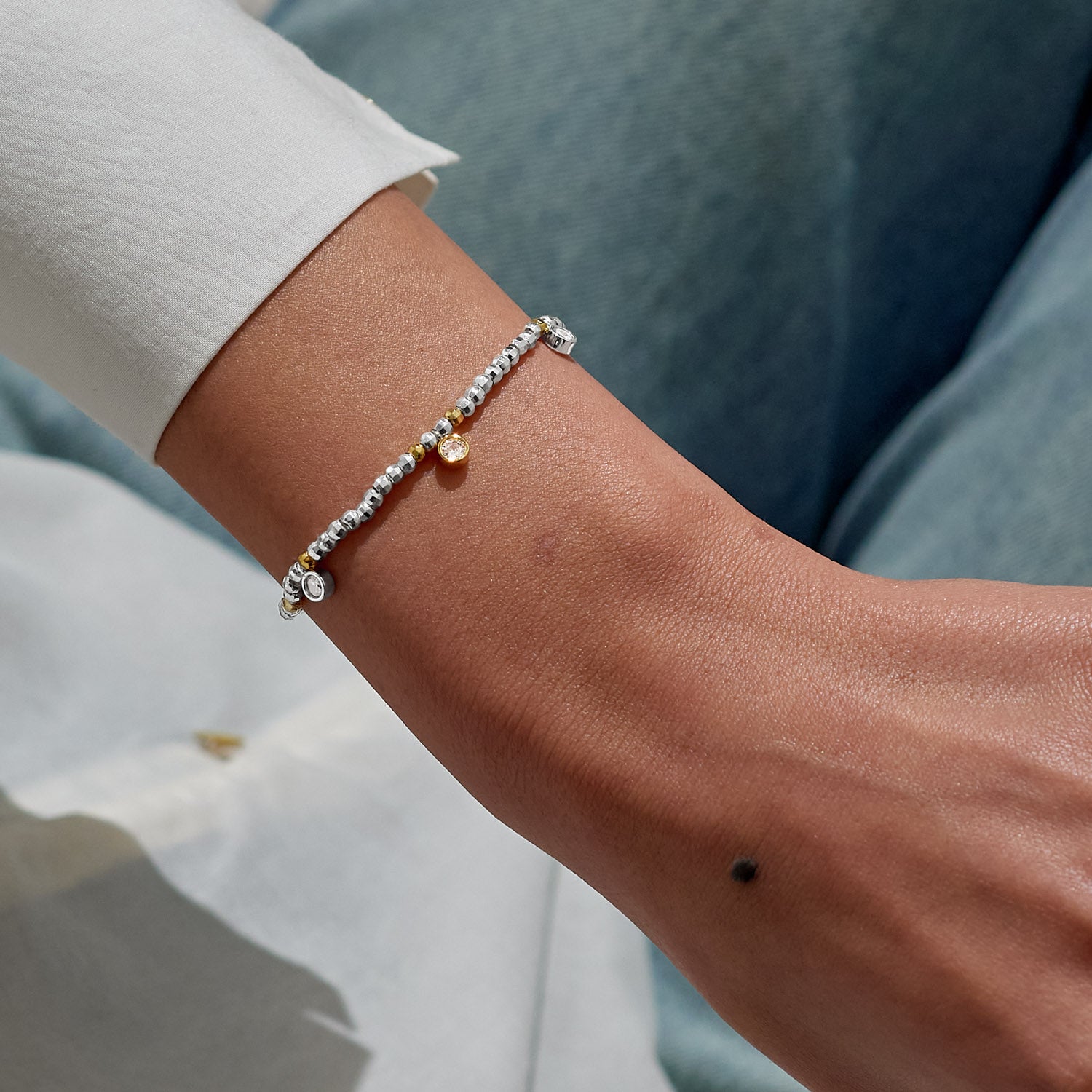 Joma Jewellery Sparkle Confetti A Little | Season To Sparkle | Silver & Gold Plated | Bracelet | 17.5cm Stretch