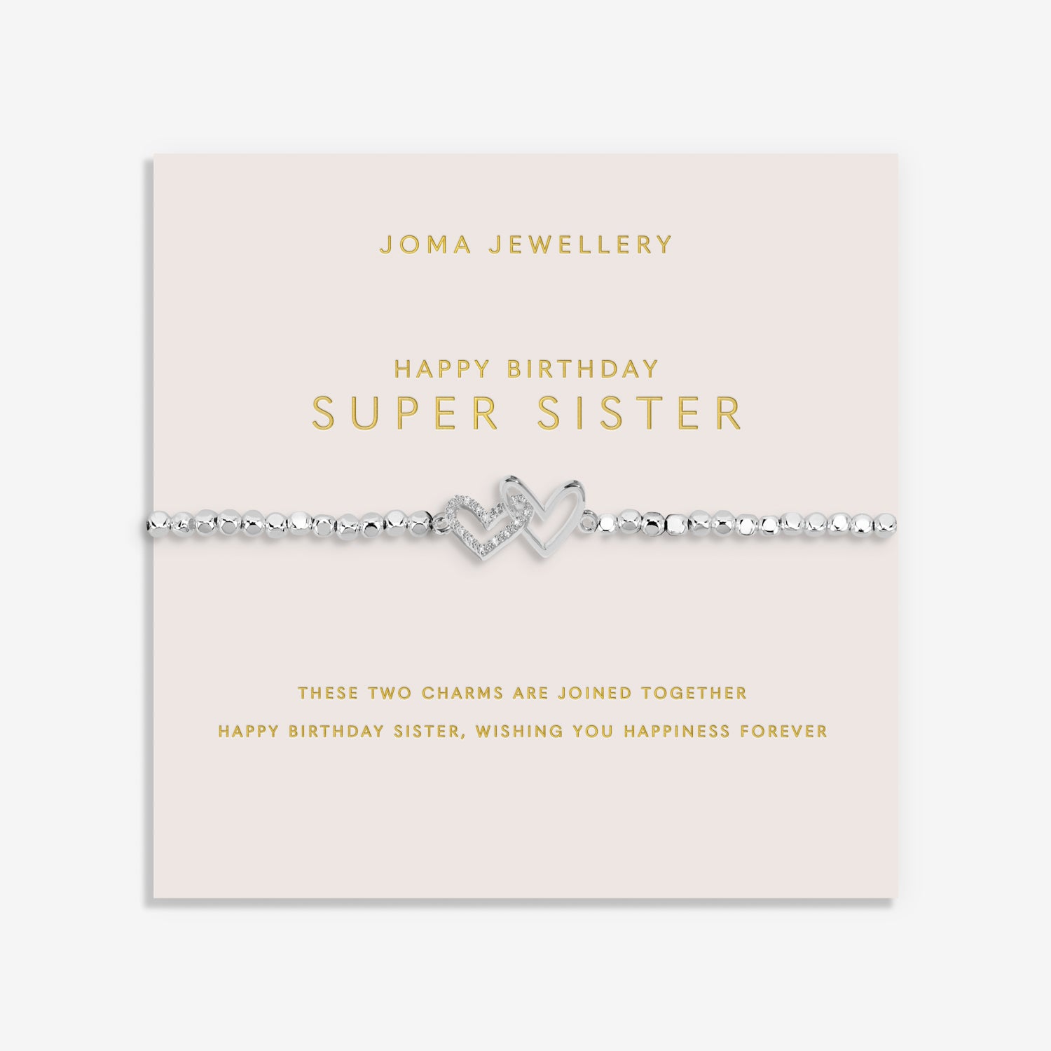 Joma Jewellery Forever Yours | Happy Birthday Super Sister | Silver Plated | Bracelet | 17.5cm Stretch