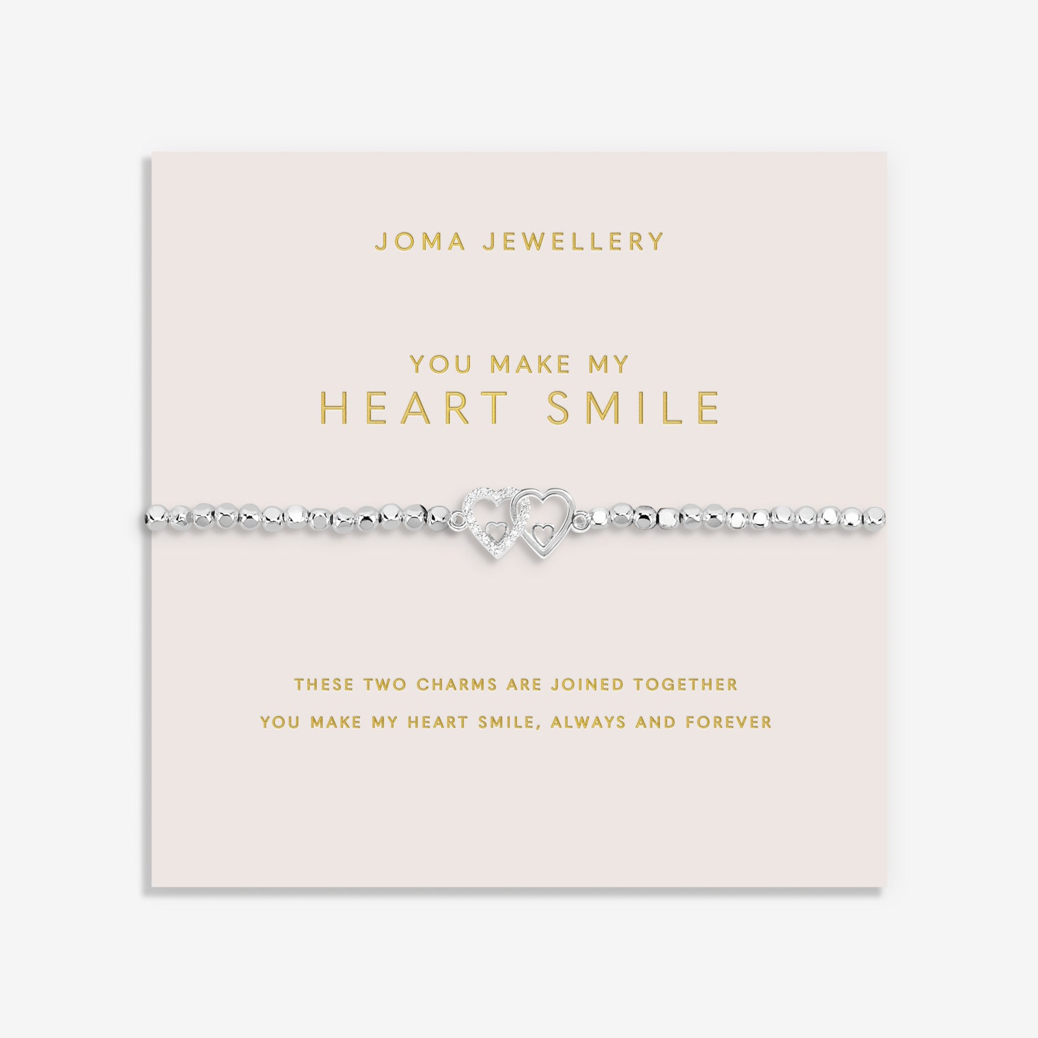 Joma Jewellery Forever Yours | You Make My Heart Smile | Silver Plated | Bracelet | 17.5cm Stretch