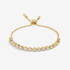 Joma Jewellery Bracelet Bar | Round Cz Tennis | Gold Plated | Bracelet | 24.5cm Adjustable