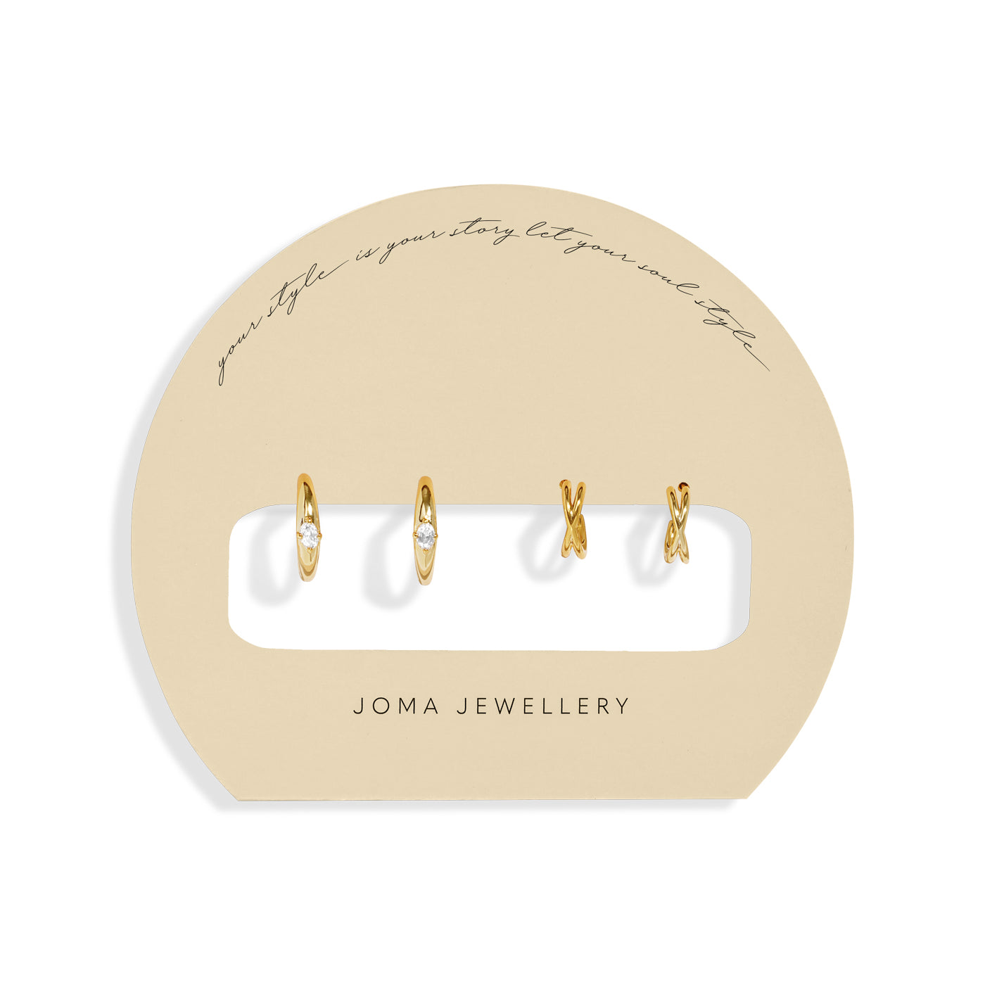 Joma Jewellery Soul Shine Stack | Crossover | Gold Plated | Set Of 2 Hoop Earrings