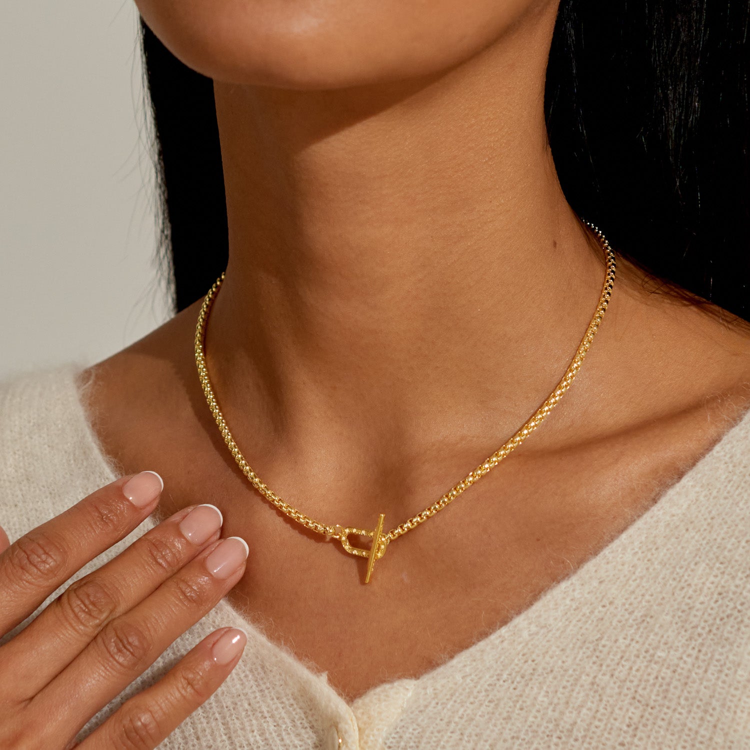 Joma Jewellery Evermore | Oval T-Bar | Gold Plated | Necklace | 42cm