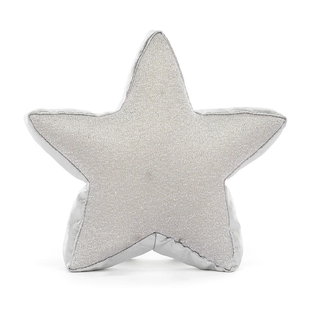 Jellycat amuseable star-shaped plush toy with a smiling embroidered face and small feet, photographed against a clean white background.