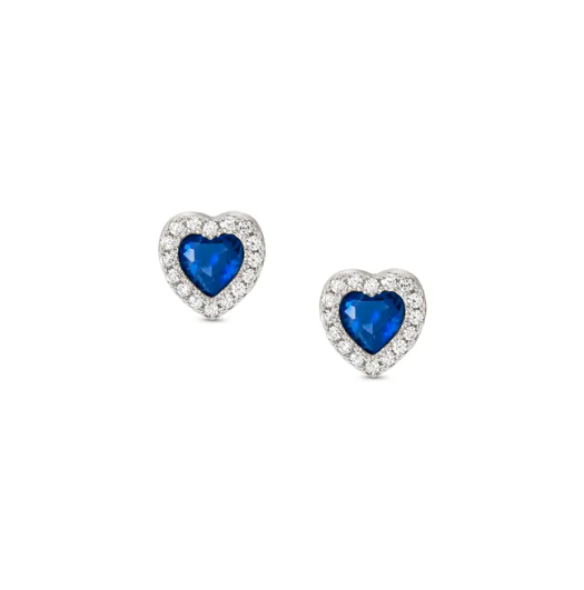 Nomination Italy heart shaped blue cubic zirconia centre stone studs 