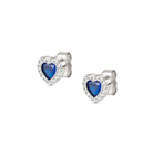 Nomination Italy Heart-shaped earrings with blue cubic zirconia centre on a white background