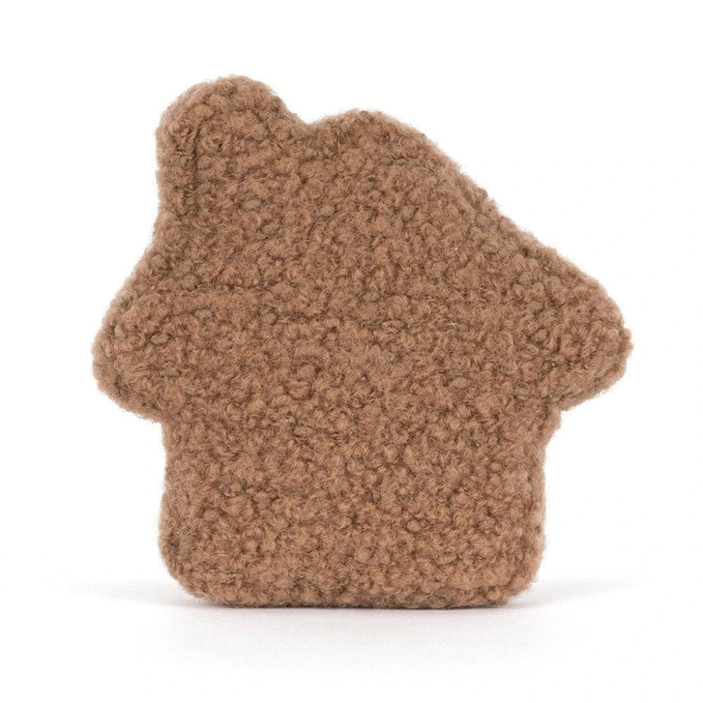 Jellycat Amuseable Molasi Cookie Gingerbread house-shaped plush toy or cushion on a clean white background