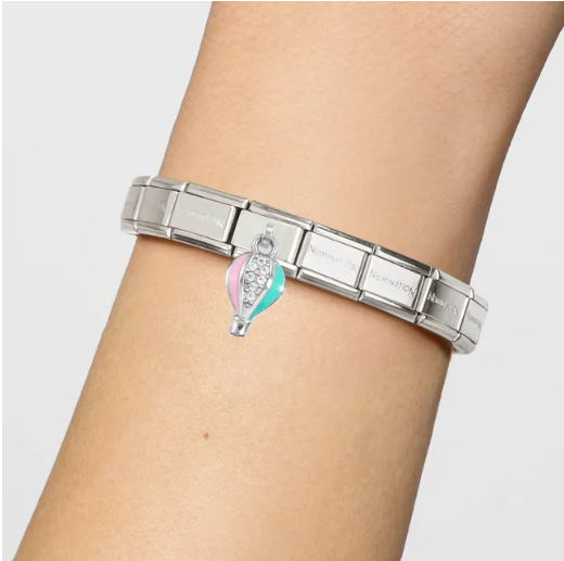 Image of Nomination Italy Composable Bracelet with Hot Air Balloon Pendant Charm with Cubic Zirconia and Enamel