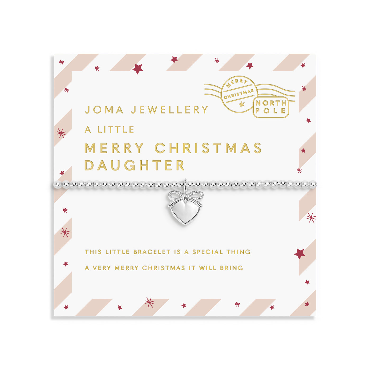 Joma Jewellery Kids' | Love From Santa | Merry Christmas Daughter | Silver Plated | Bracelet | 15.5cm Stretch