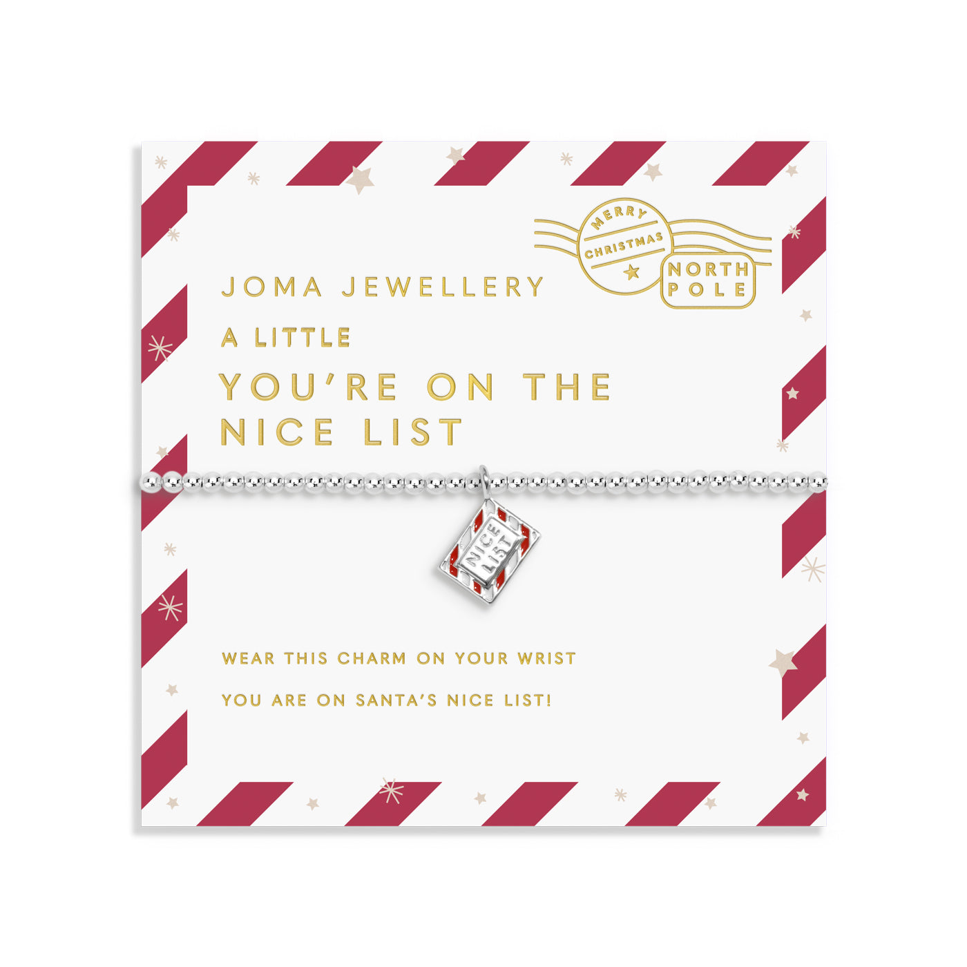 Joma Jewellery Kids' | Love From Santa | You'Re On The Nice List | Silver Plated | Bracelet | 15.5cm Stretch