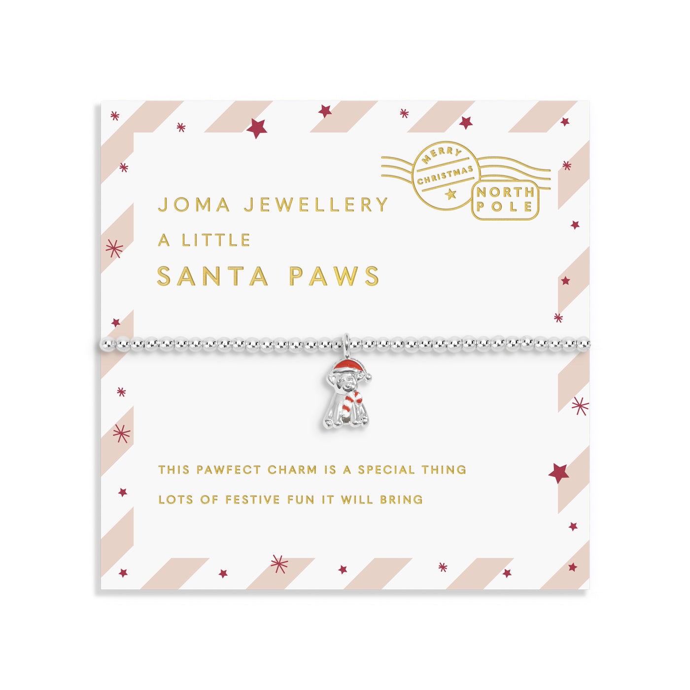 Joma Jewellery Kids' | Love From Santa | Santa Paws | Silver Plated | Bracelet | 15.5cm Stretch