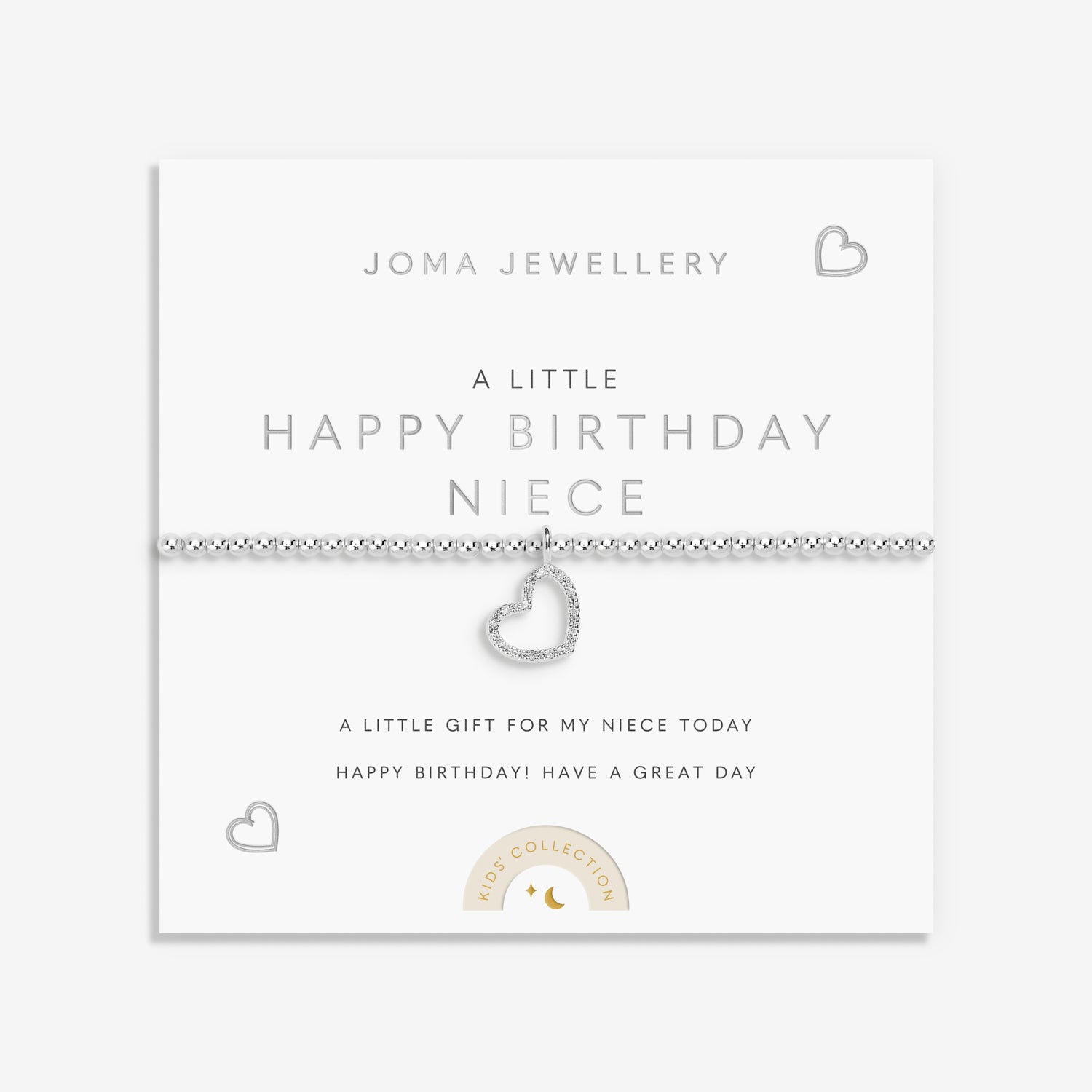 Joma Jewellery Kids' A Little | Happy Birthday Niece | Silver Plated | Bracelet | 15.5cm Stretch