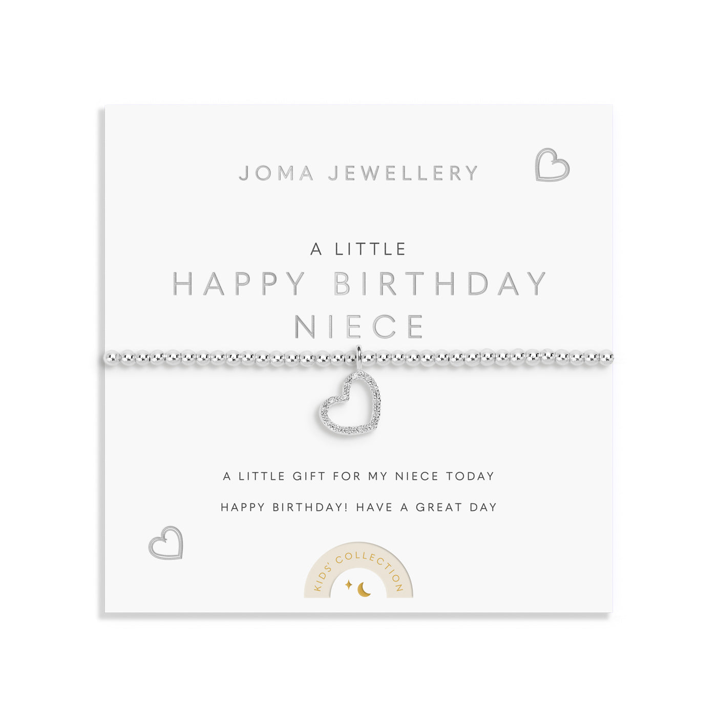 Joma Jewellery Kids' A Little | Happy Birthday Niece | Silver Plated | Bracelet | 15.5cm Stretch