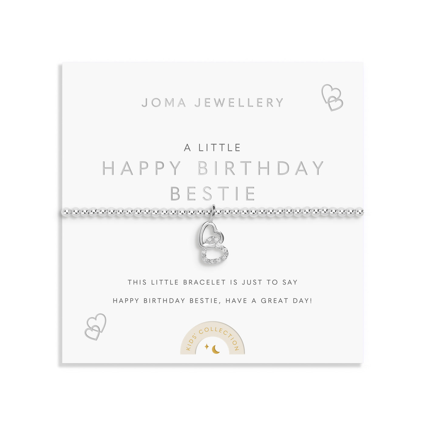 Joma Jewellery Kids' A Little | Happy Birthday Bestie | Silver Plated | Bracelet | 15.5cm Stretch