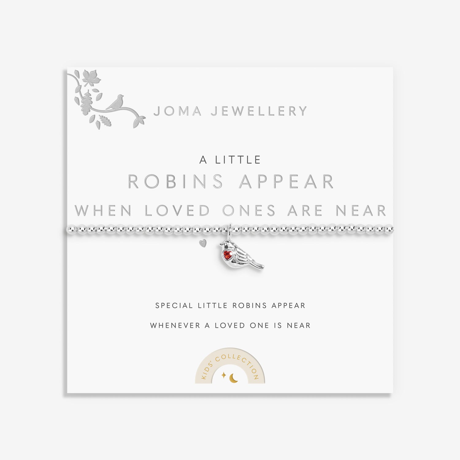 Joma Jewellery Kids' A Little | Robins Appear When Loved Ones Are Near | Silver Plated | Bracelet | 15.5cm Stretch