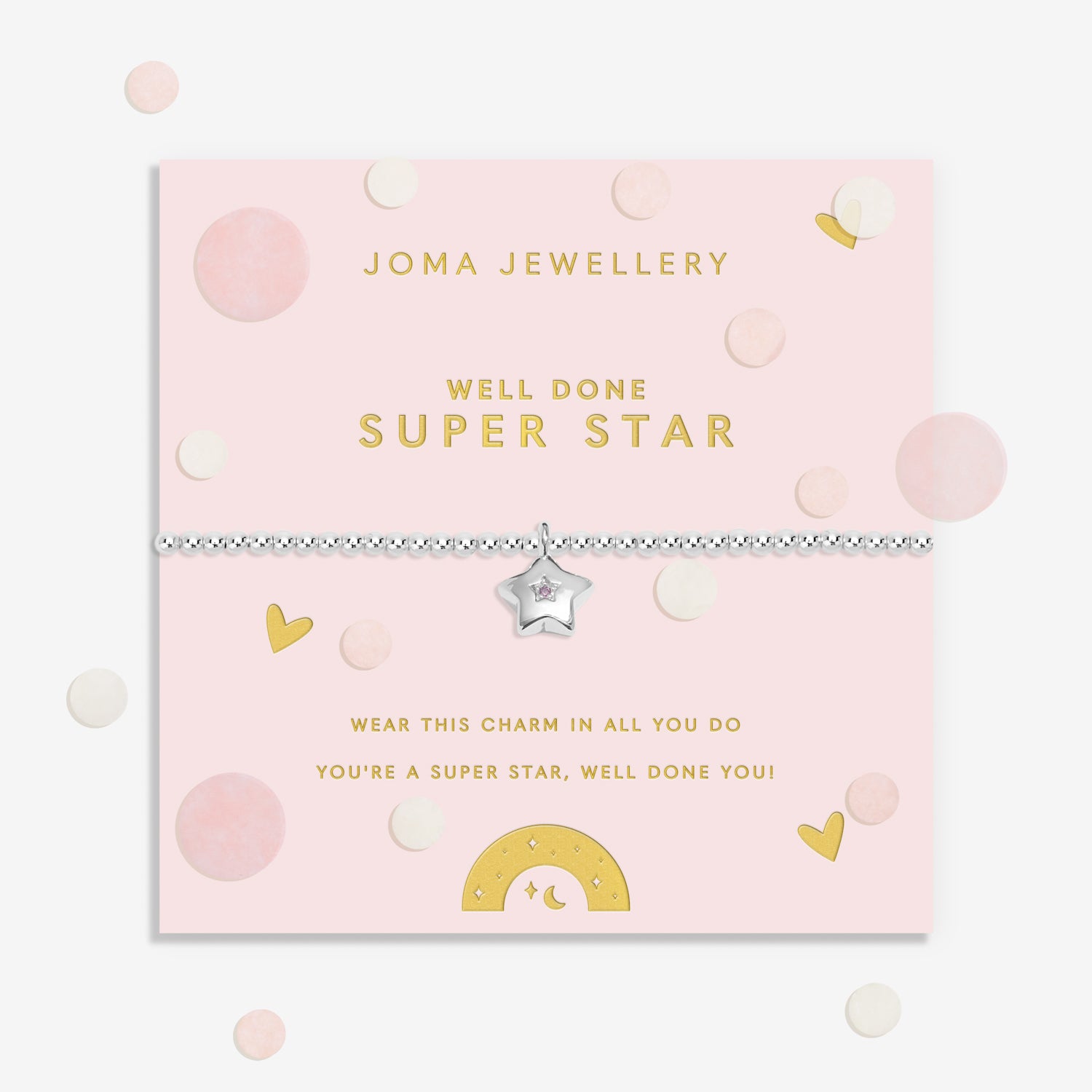 Joma Jewellery Kids' Confetti A Little | Super Star | Silver Plated | Bracelet | 15.5cm Stretch
