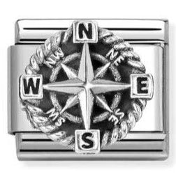 Nomination Italy composable charm displaying a compass in sterling silver