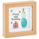 Wooden plaque with pebble glass artwork and the sentiment happy 18th birthday