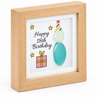 Happy 18th Birthday wooden pebble plaque, left angled view