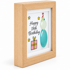 Happy 18th Birthday wooden pebble plaque, close side view