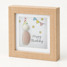 Happy Birthday mini wooden pebble plaque from the right