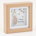 Happy Birthday mini wooden pebble plaque from the left