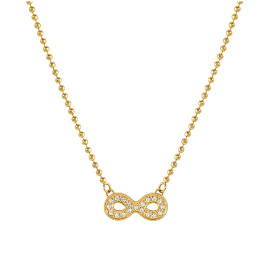 Nomination Gold coloured necklace with infinity pendant on a white background from the Soffio A'more collection.