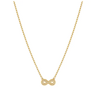 nomination Italy Gold coloured infinity necklace on a white background. From the Soffio A'more collection.