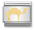 Silver nomination charm link with 18k gold camel symbol. 
