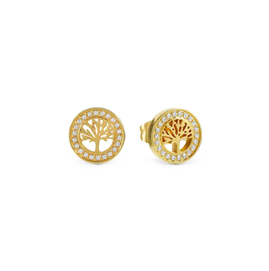 Nomination Italy Gold coloured earring studs with tree-of-life design on a white background
