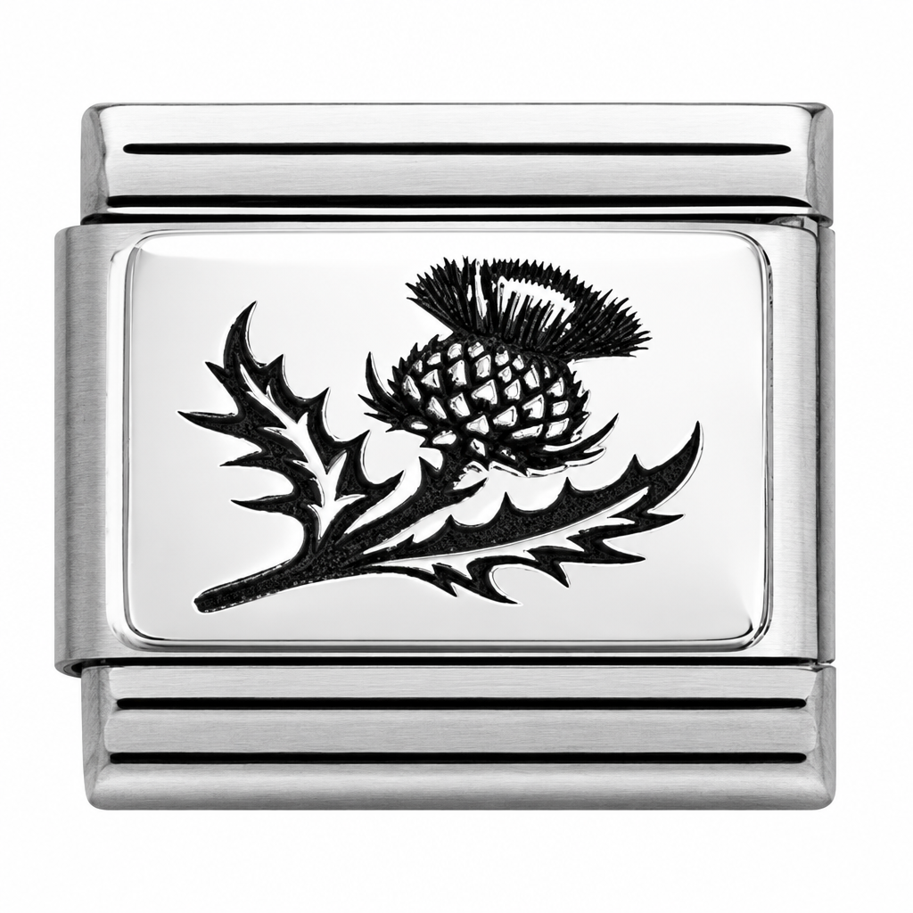 Nomination Italy Sterling Silver charm with black thistle design