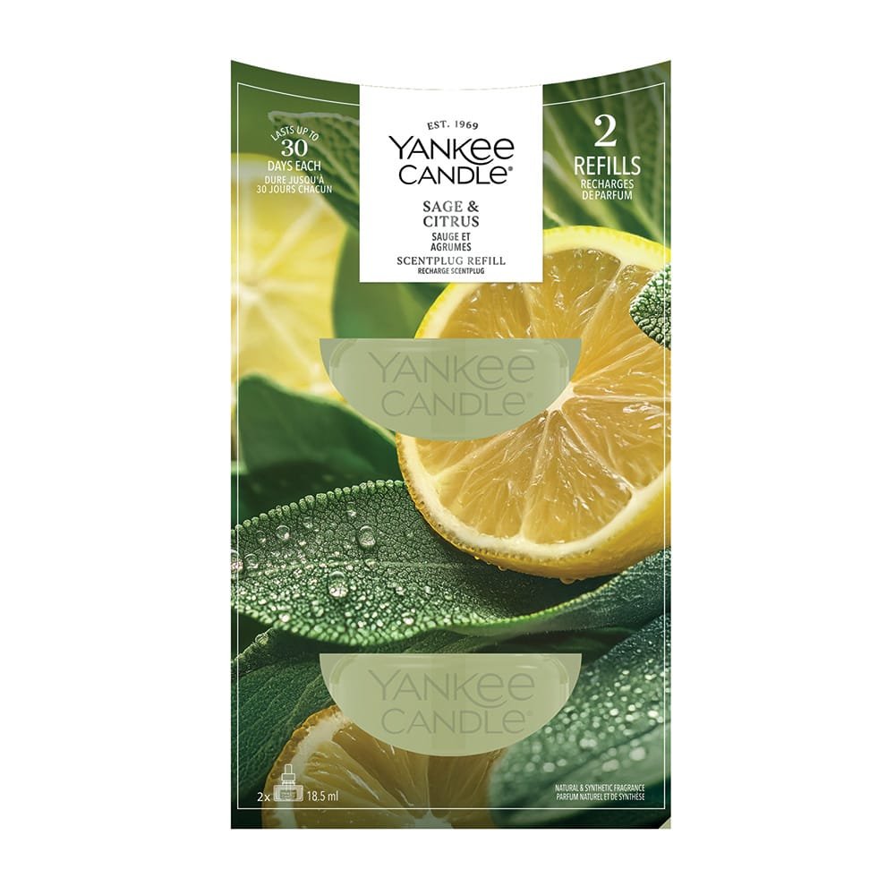 Yankee Candle Sage & Citrus refills packaging on a white background