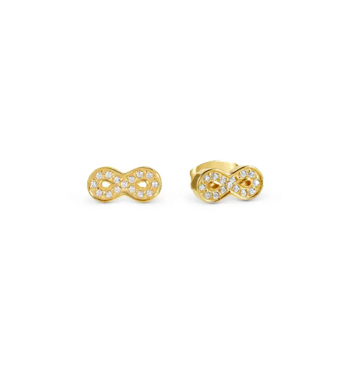nomination Italy Gold coloured infinity symbol studs on a white background