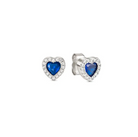 Nomination Italy Heart-shaped earrings with blue gemstones on a white background