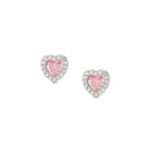 Nomination Italy Heart-shaped earrings with pink centre  cubic zirconia and white stone surround.